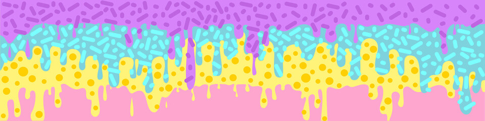 Colorful glaze for baked products. Glaze topping for donuts, cupcakes and Easter cakes. Vector Illustration