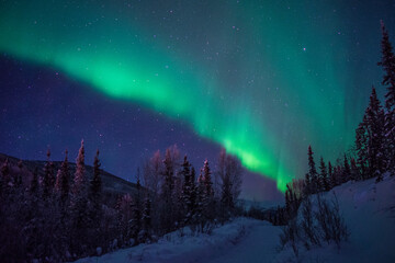 aurora over the mountains