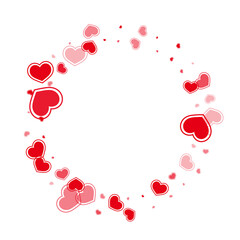 Beautiful red hearts falling vector illustration.