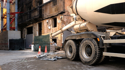 Cement truck in the street