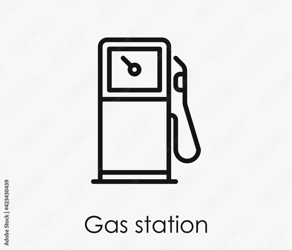 Poster Gas station vector icon.  Editable stroke. Linear style sign for use on web design and mobile apps, logo. Symbol illustration. Pixel vector graphics - Vector