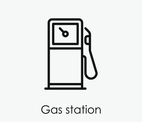 Gas station vector icon.  Editable stroke. Linear style sign for use on web design and mobile apps, logo. Symbol illustration. Pixel vector graphics - Vector