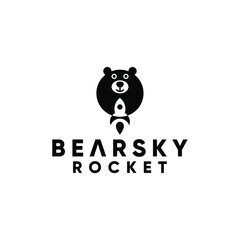 Rocket Sky Bear Logo Design Template. Vector illustration