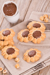 Obraz na płótnie Canvas Flower shaped chocolate biscuits. 
