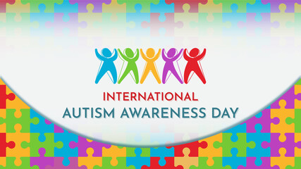 World autism awareness day wallpaper with kids flat illustration background