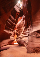 Vertical shot of the gorgeous Antelope Canyon, located in Arizona USA