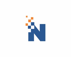 Letter N with Pixel Logo 001