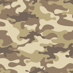 Fototapeta premium Camouflage seamless pattern. Abstract camo. Military texture. Endless pattern of sand-colored spots. Vector illustration
