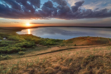 sunset over the river