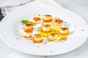 Portion of fried scallops