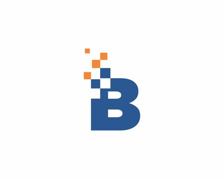 Letter B With Pixel Logo 001