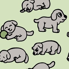 Obraz na płótnie Canvas Dogs. Seamless illustration. Cartoon sketch style. Hand outline drawing cheerful funny animal. vector