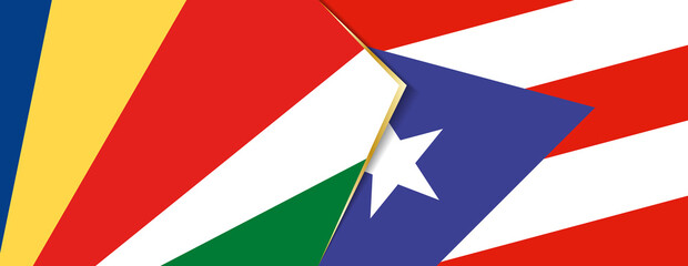 Seychelles and Puerto Rico flags, two vector flags.