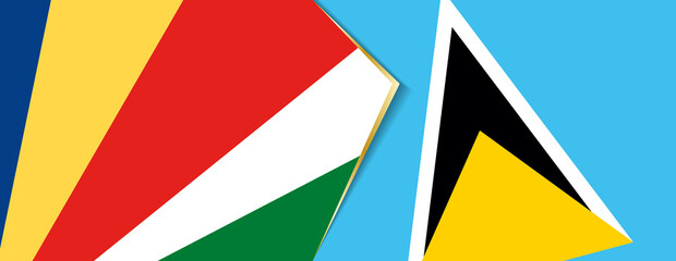 Seychelles and Saint Lucia flags, two vector flags.