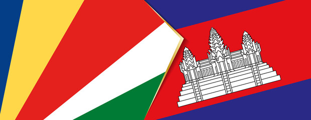 Seychelles and Cambodia flags, two vector flags.
