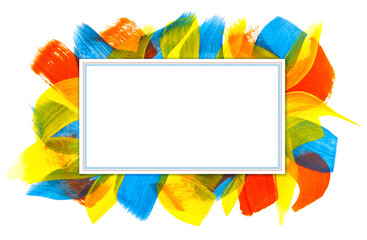rectangular frame with bright multicolored brush strokes