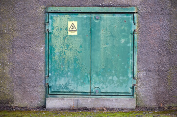 Plant room door and high voltage danger sign