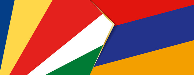 Seychelles and Armenia flags, two vector flags.
