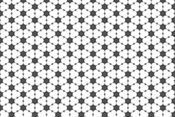 black and white seamless pattern. Abstract background texture in geometric ornamental style with flower shape.