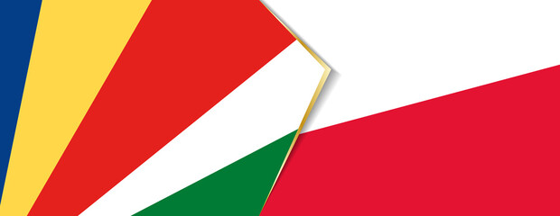 Seychelles and Poland flags, two vector flags.