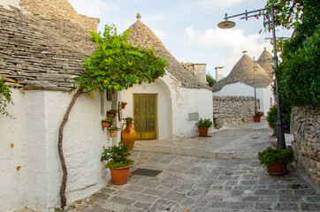 Alberobello- Truli street with houses. Italy