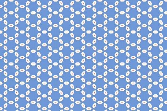 Seamless Pattern With White Flower On Baby Blue. Abstract Seamless Pattern With Dots. Polka Dots Background
