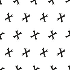 Wrench Pattern. Wrench Wallpaper. White Background. Vector.