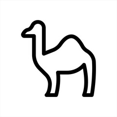 Camel side view line icon. linear style sign for mobile concept and web design. Standing camel outline vector icon. Sahara animal symbol, logo illustration.