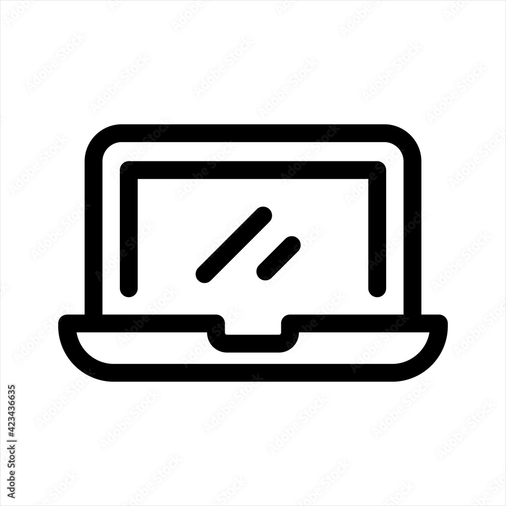 Poster laptop computer or notebook computer flat icon for apps and websites, outline laptop icon isolated o
