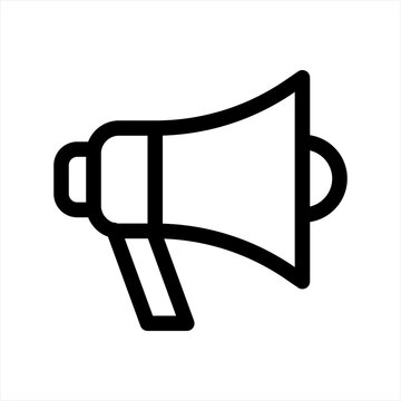 Megaphone Icon, Electric megaphone with sound or marketing advertising line art vector icon for apps and websites, Megaphone loudspeaker icon. Announcement symbol.