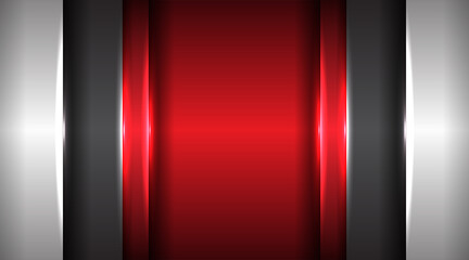 Modern abstract red metallic on design modern futuristic background . Metal frame geometric digital technology concept for wallpaper, banner template