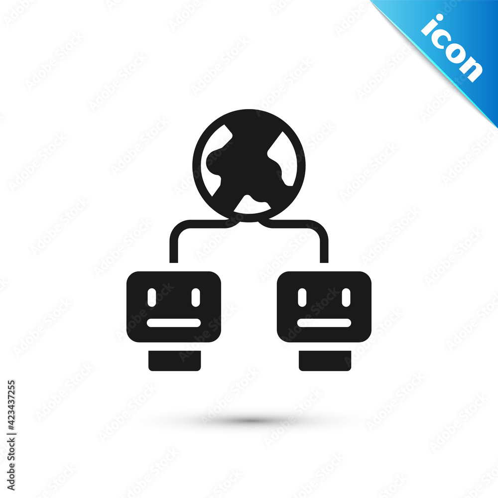Poster grey artificial intelligence icon isolated on white background. machine learning, cloud computing, a