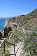 Naklejka premium Hiking trail around Taormina on the Mediterranean Sea, Sicily Italy