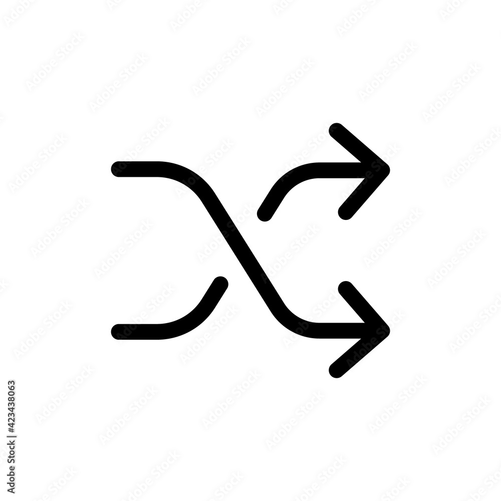 Poster black shuffle crossed arrows flat design icon, 2 way mixed arrows, interface concept elements app ui