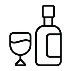 wine, alcohol simple  outline icon.