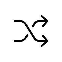 Black shuffle crossed arrows flat design icon, 2 way mixed arrows, interface concept elements app ui ux web button logo, modern graphic glyphs flat design vector eps 10 isolated on white background