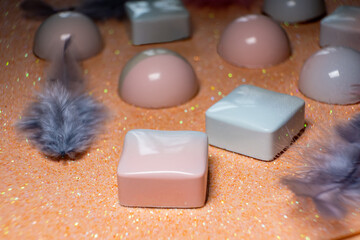 multicolored beautifully decorated handmade candies with fillings