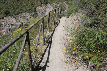 Hiking trail around Taormina on the Mediterranean Sea, Sicily Italy