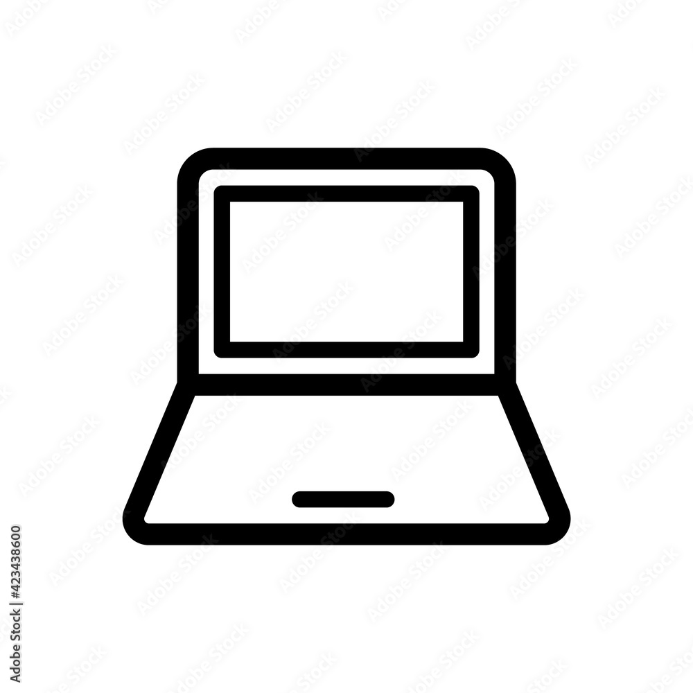 Poster laptop computer or notebook computer flat icon for apps and websites. open laptop icon in trendy des