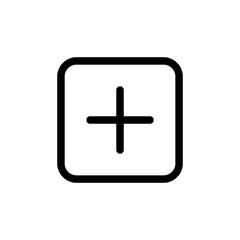 Add glyph flat square icon. Plus sign to add icon. Add item, positive sign line art icon for apps and website