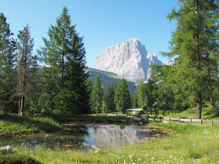 Fototapeta na wymiar Wandern bei der Seceda in Suedtirol Italien - Seceda in the Dolomites in Italy