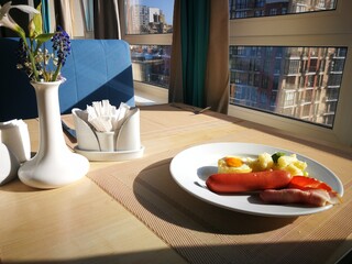 table with breakfast