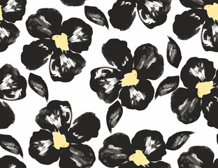 Seamless flowers texture pattern, floral effect print.