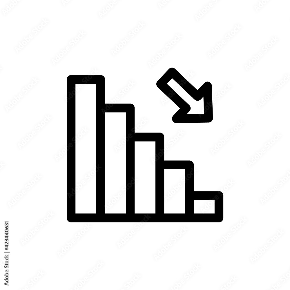 Aufkleber down chart icon on background for graphic and web design. simple illustration. internet concept symb