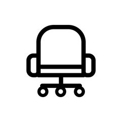 Office chair icon. Symbol, logo illustration. Office Interior Employee Executive Low Back Chair Vector Icon Design. chair line icon