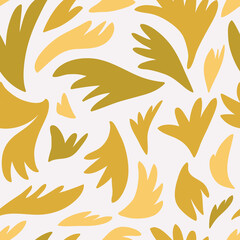 Vector hand drawn seamless pattern cute design. Yellow, brown, golden color shapes