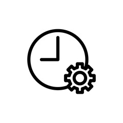 Time management settings. Gear clock time icon. Symbol of process, work, business.
