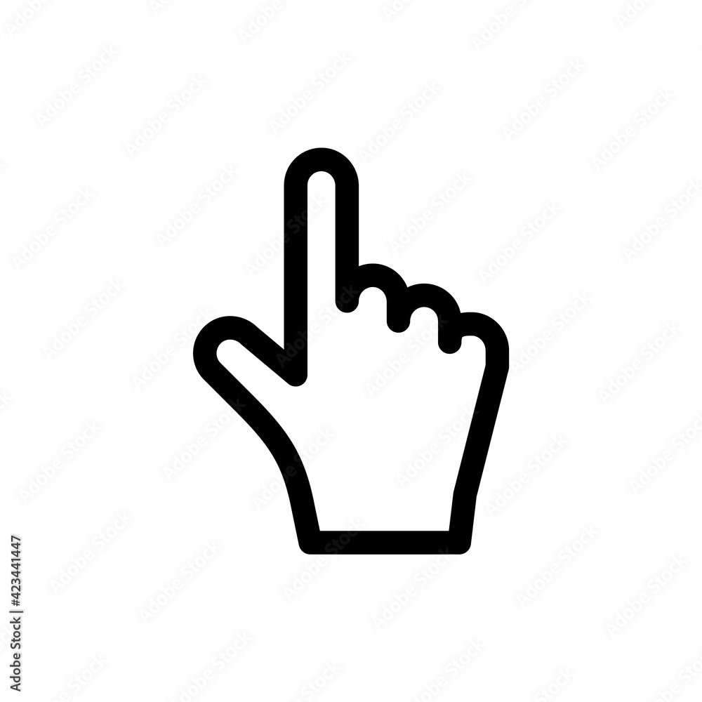 Poster hand cursor icon click. hand click icon. finger pointer isolated vector. clicker, pointer hand line 