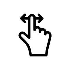 Hand cursor touch screen gestures icon. Swipe up icon. Vector on isolated white background. Swipe icon. Pointing hand with two arrows.