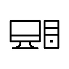 Home desktop computer personal PC flat vector icon for apps and websites